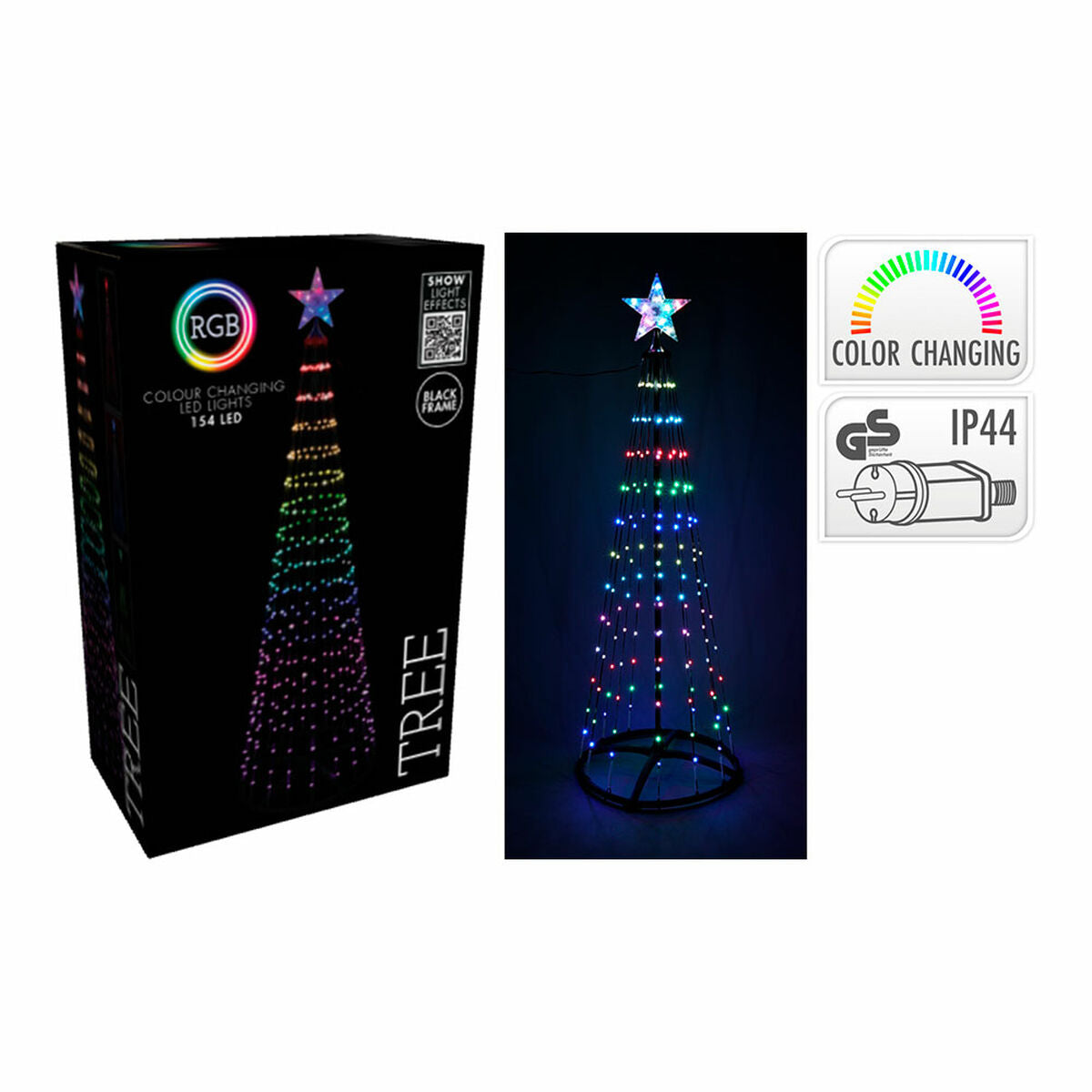 Christmas Tree BASIC & CO Black RGB 1,5 m Metal Plastic Christmas Star Christmas Tree LED